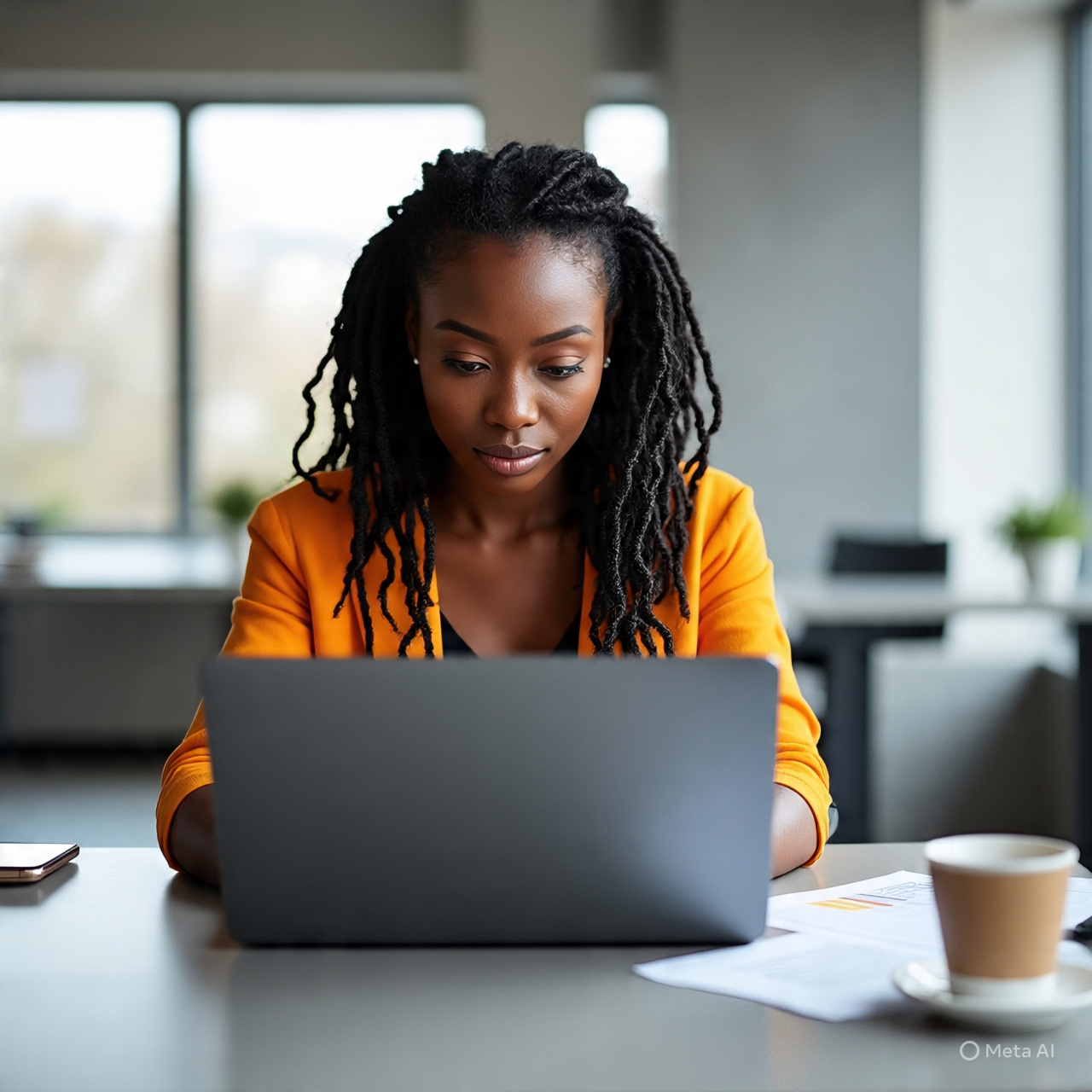 african lady reading from pc